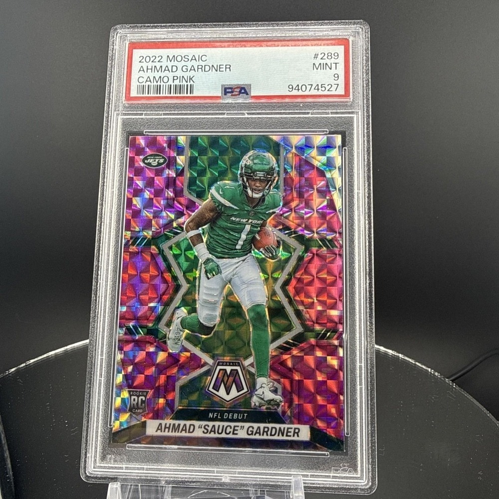 2022 Panini Mosaic Ahmad Sauce Gardner Camo Pink RC‎ #289 PSA 9 Mint NY Jets
